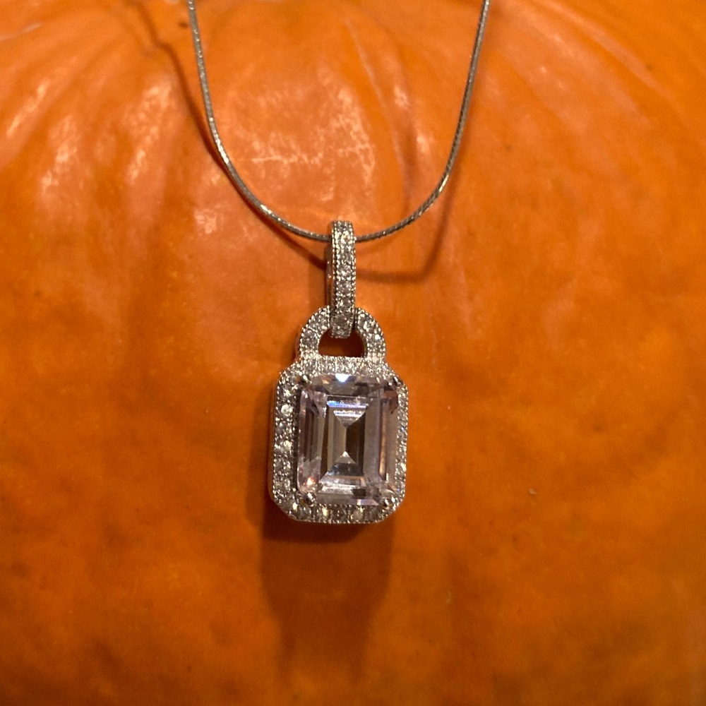 Sterling Silver White Sapphire & CZ Pend & Chain